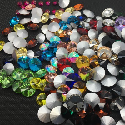 6,8,10,12,14,16,18mm RIVOLI CRYSTAL POINTED BACK Rhinestones Round Glass Crystal fancy Stone