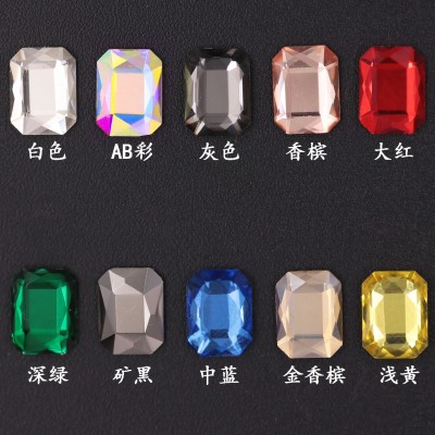 Rectangle Nail Rhinestones Charms Strass Flat Back Design Crystal